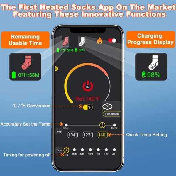جوراب گرم کن با 2 عدد پاوربانک (اورجینال ) heated socks — تصویر ۳