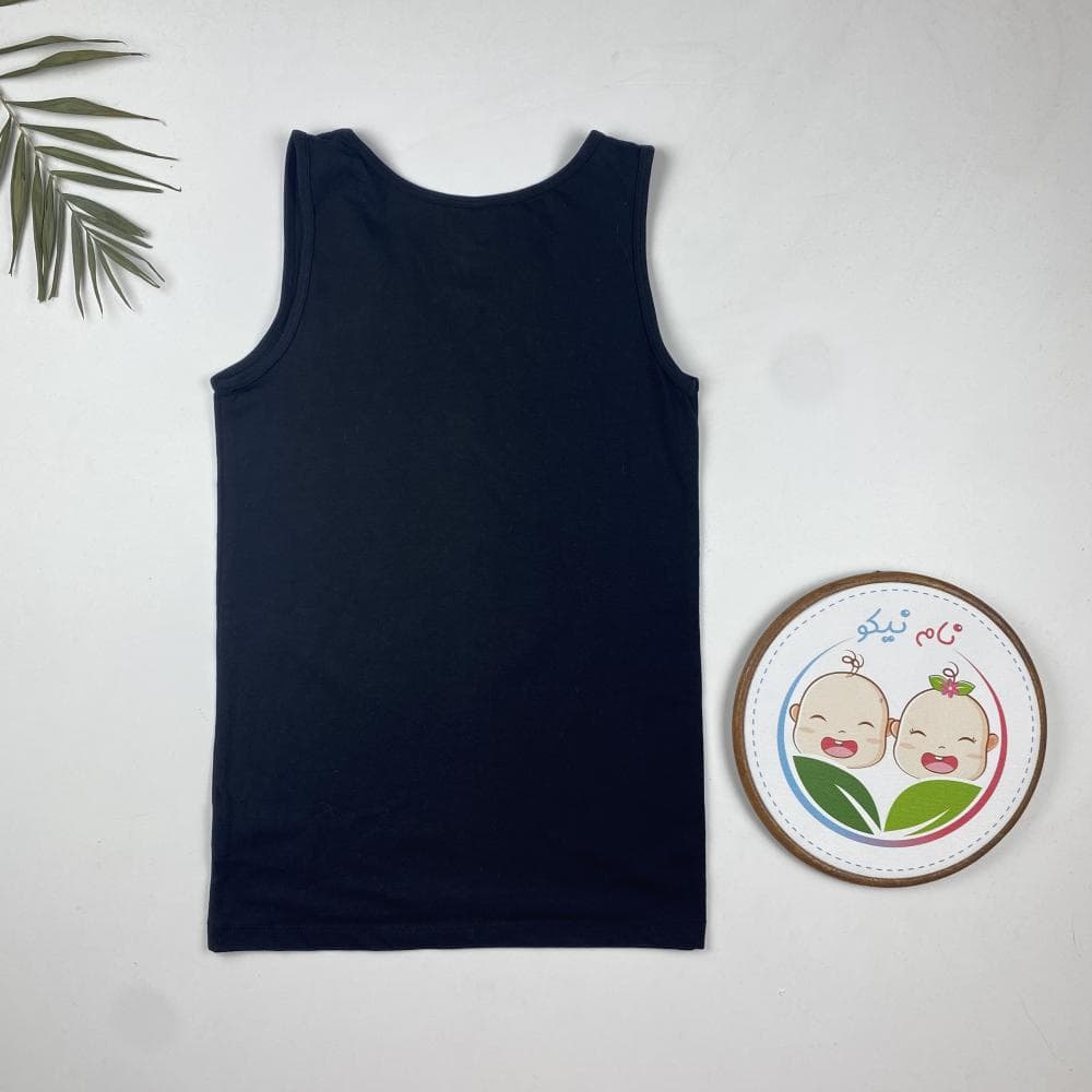 تاپ پسرانه حلقه ای طرح ساده یقه گرد مشکی رنگ – 8 تا 10 سال — تصویر ۲