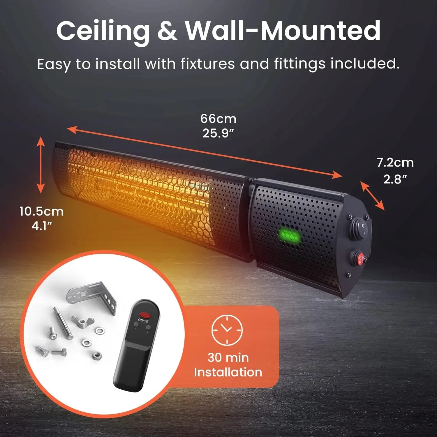 هیتر مادون قرمز دیواری پروبریز Pro Breeze 2000W — تصویر ۳