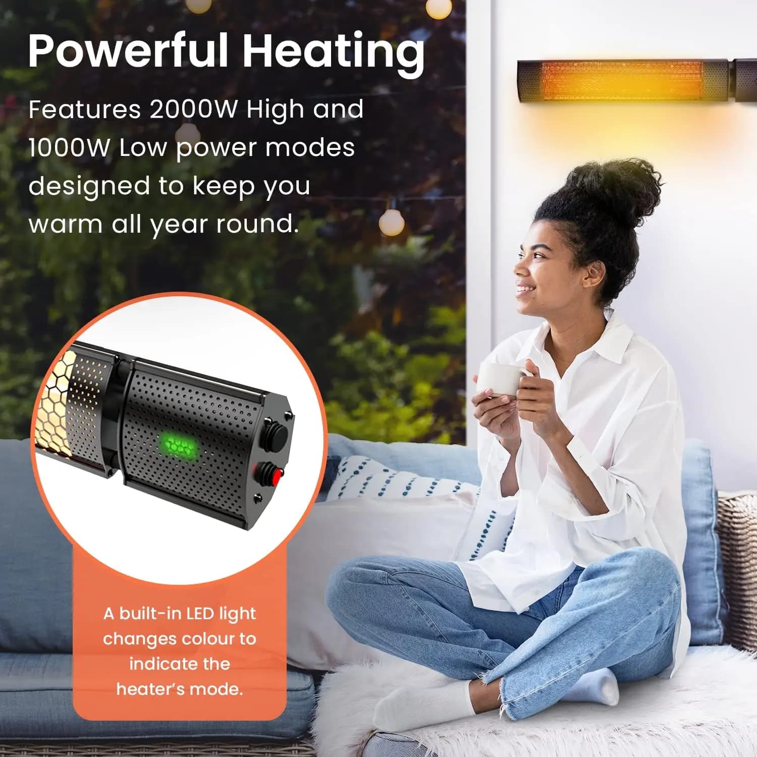 هیتر مادون قرمز دیواری پروبریز Pro Breeze 2000W — تصویر ۵