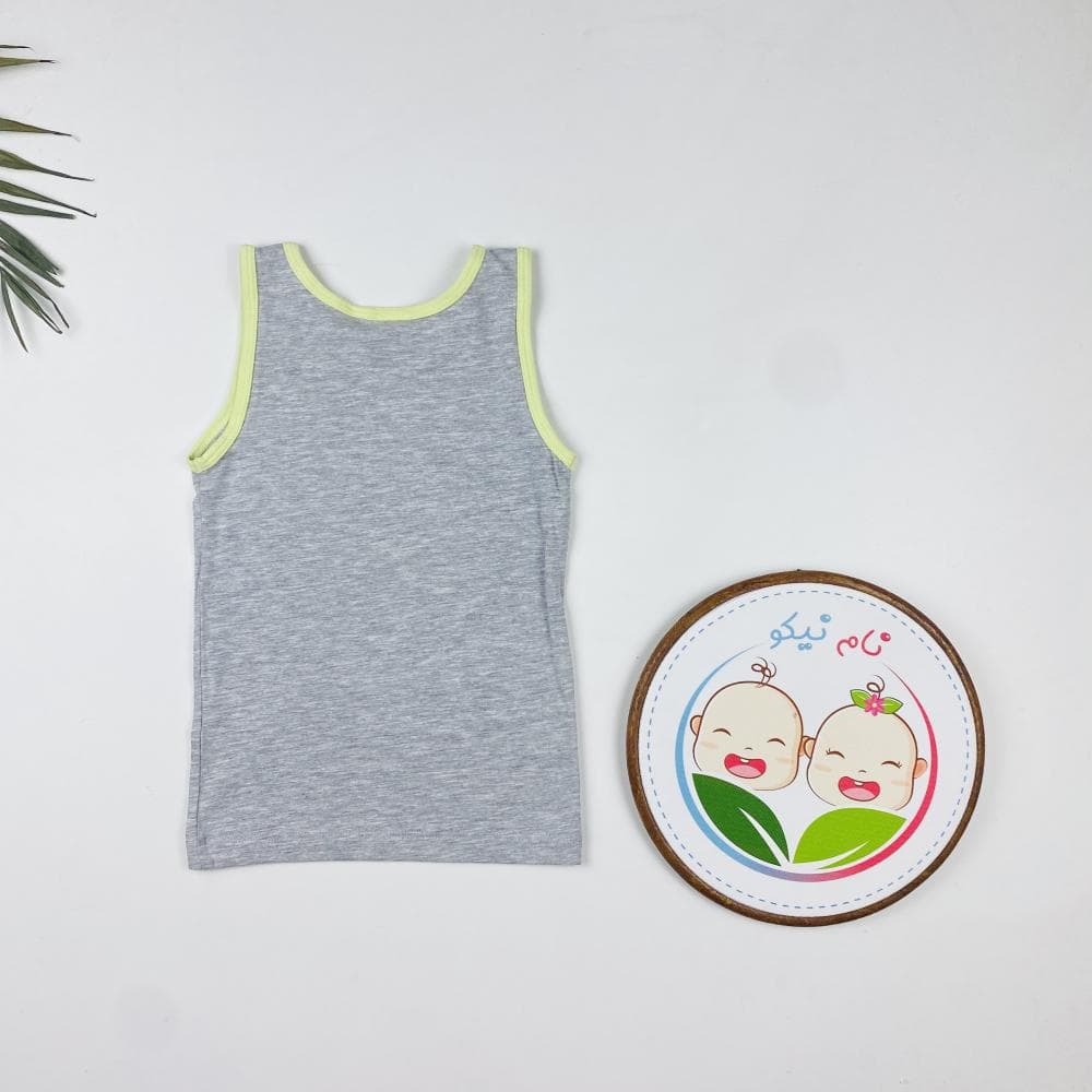 تاپ پسرانه حلقه ای طرح عروسکی یقه گرد طوسی رنگ — تصویر ۲