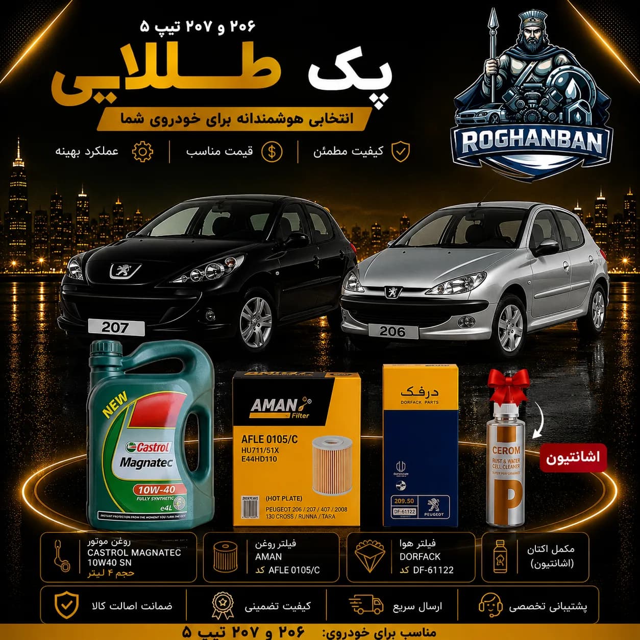 پک طلائی تعویض روغن 206 و 207 تیپ 5 — تصویر ۲