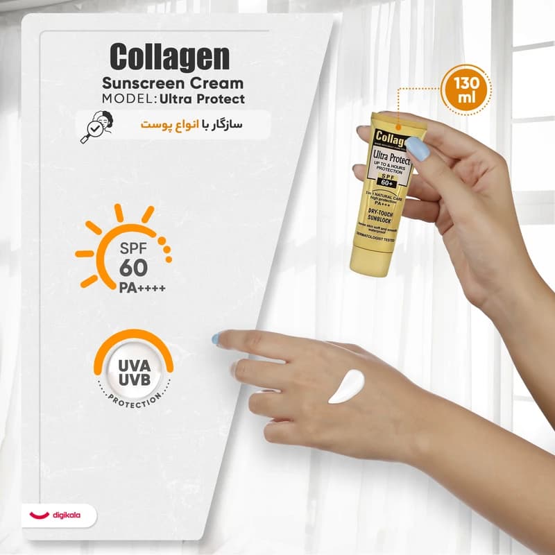 کرم ضد آفتاب رنگی کلاژن SPF60 حجم 100 میل3کاره — تصویر ۴