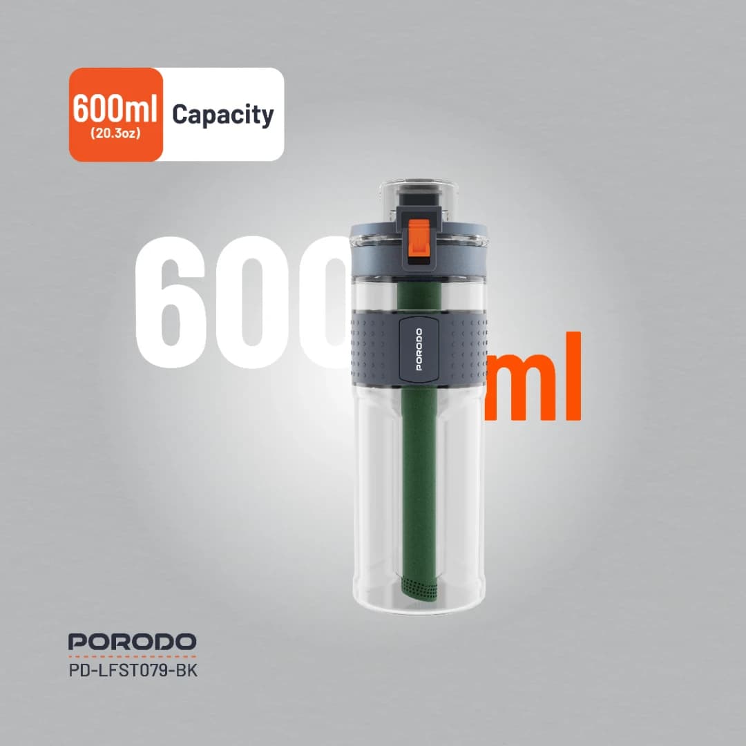بطری آب تصفیه دار پرودو مدل Porodo Lifestyle PD-LFST079-BK دو مرحله‌ای ظرفیت 600 میلی‌لیتر — تصویر ۸