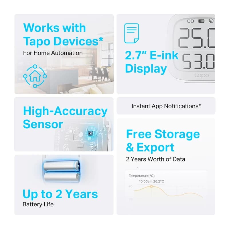سنسور هوشمند دما و رطوبت تی پی لینک مدل TP-Link Tapo T315 — تصویر ۳