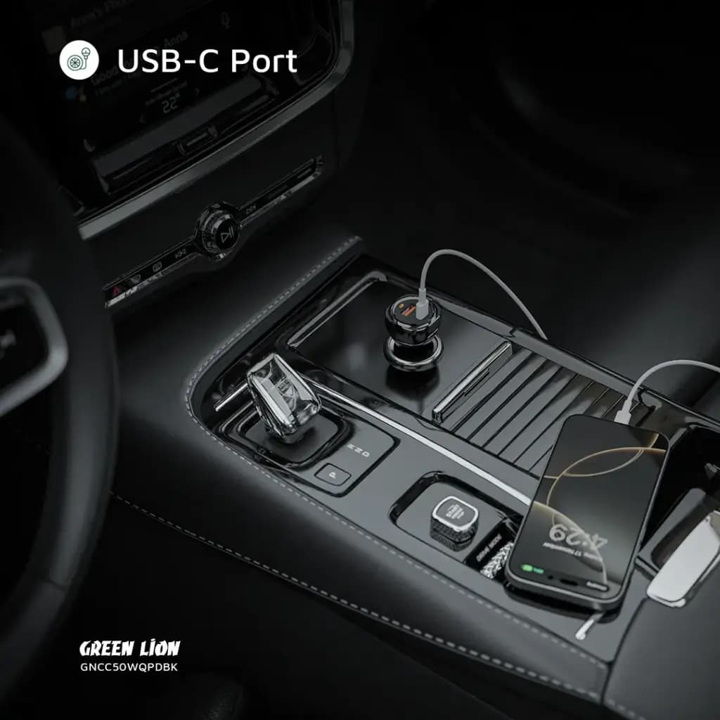 شارژر فندکی 50 وات دو پورت گرین لاین مدل GLC-5 | به همراه کابل USB-C به LIGHTNING — تصویر ۶