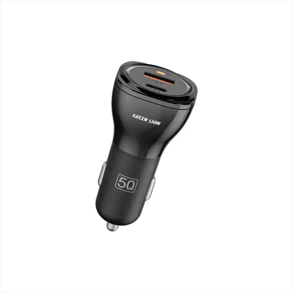 شارژر فندکی 50 وات دو پورت گرین لاین مدل GLC-5 | به همراه کابل USB-C به LIGHTNING