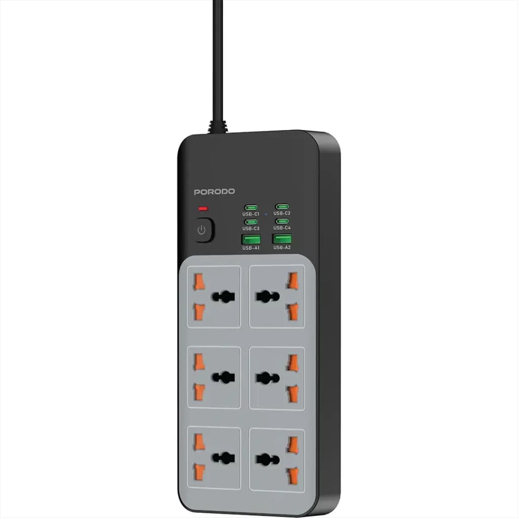 چندراهی برق 3000 وات پرودو مدل FWC100 | تایمر، 6 خروجی AC و 6 خروجی USB