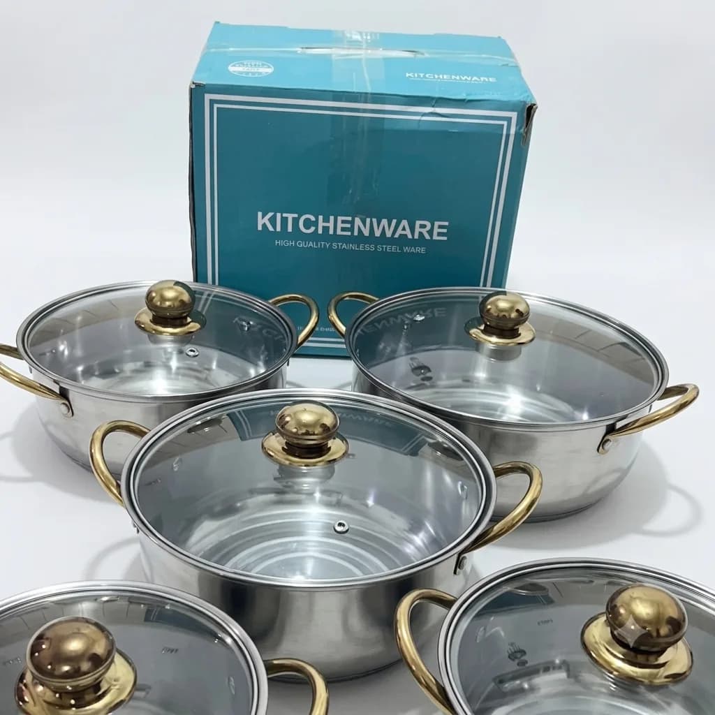 سرویس قابلمه استیل 10پارچه برند KITCHEN WARE — تصویر ۲