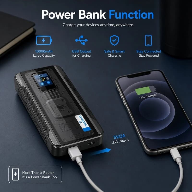 مودم همراه نزتک NAZTECH NZT-99G Plus؛ مودم 4G با Wi-Fi 6 و باتری 10000mAh — تصویر ۵