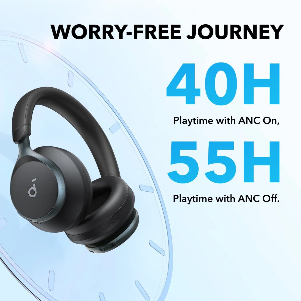 هدفون بلوتوثی انکر مدل Soundcore Space One | ANC A3035011 تطبیقی، صدای Hi-Res و 55 ساعت شارژدهی — تصویر ۴