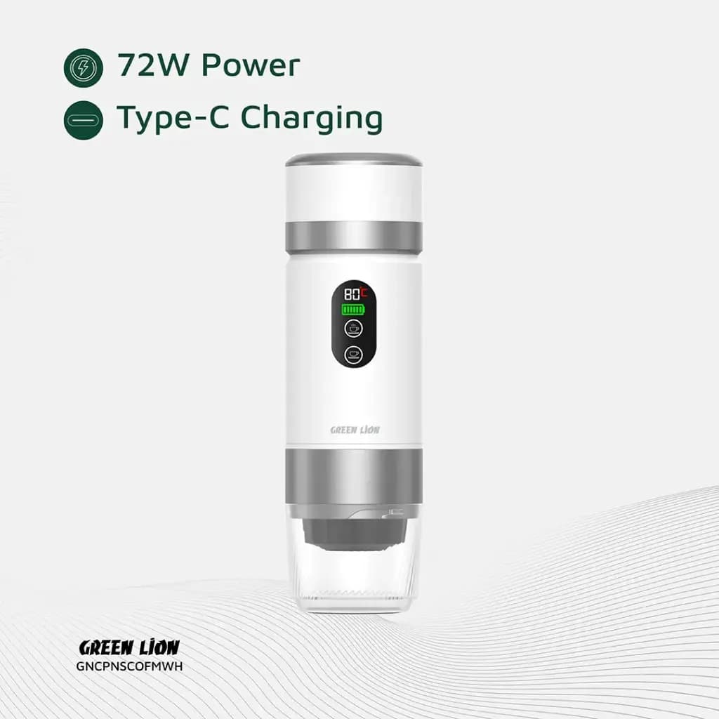 اسپرسوساز شارژی قابل حمل گرین لاین مدل Green Lion Campinas | اسپرسوساز 20 بار، باتری 7500mAh — تصویر ۶