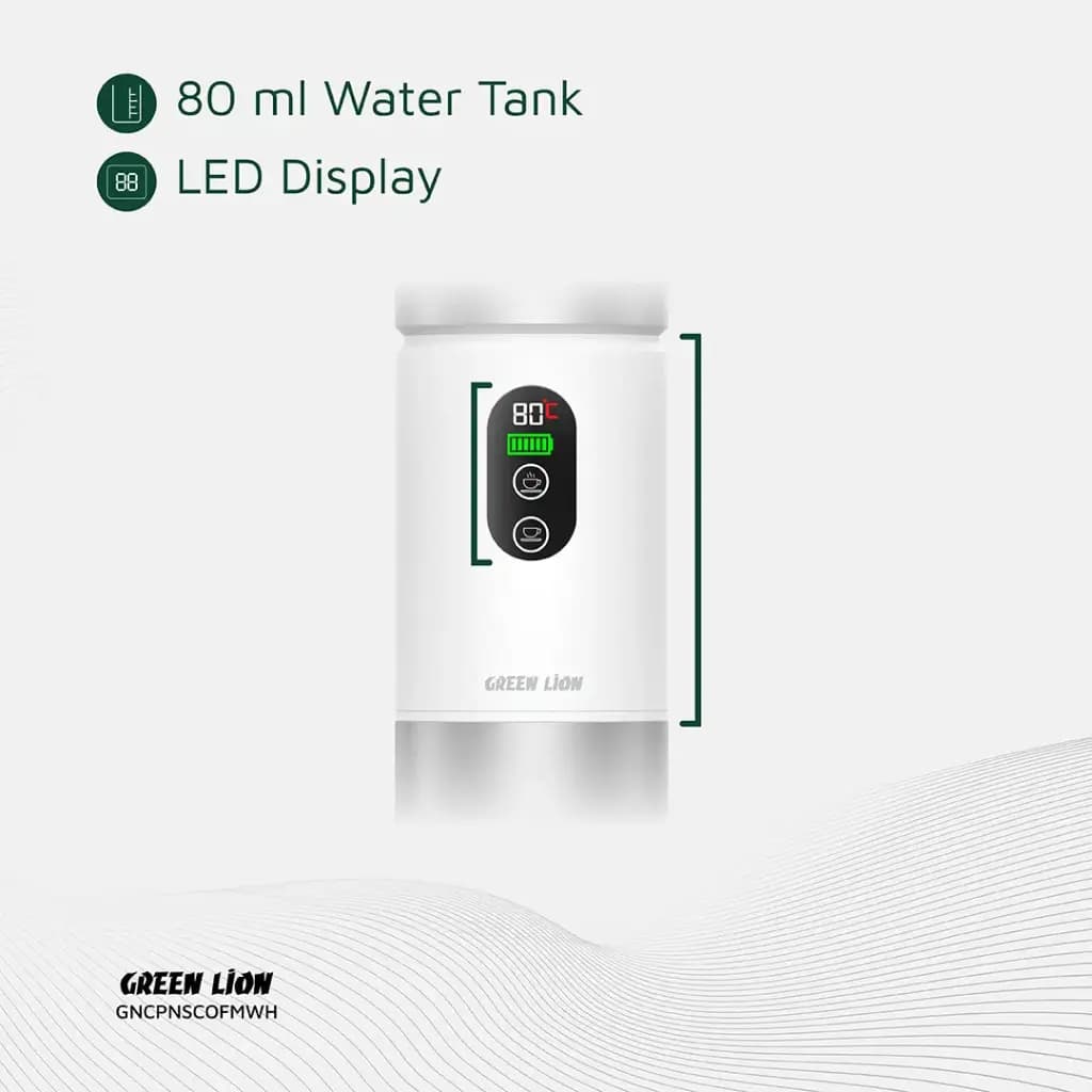 اسپرسوساز شارژی قابل حمل گرین لاین مدل Green Lion Campinas | اسپرسوساز 20 بار، باتری 7500mAh — تصویر ۷