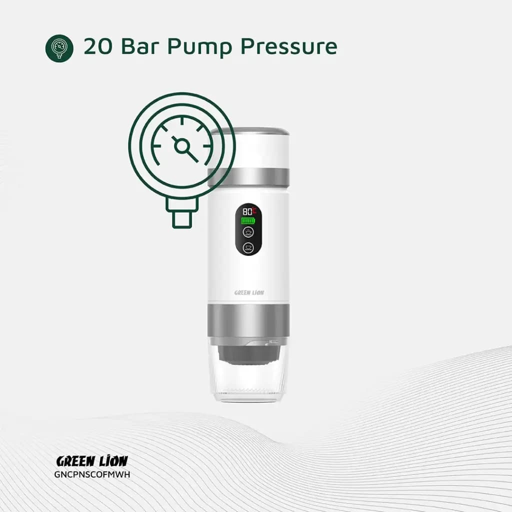 اسپرسوساز شارژی قابل حمل گرین لاین مدل Green Lion Campinas | اسپرسوساز 20 بار، باتری 7500mAh — تصویر ۴