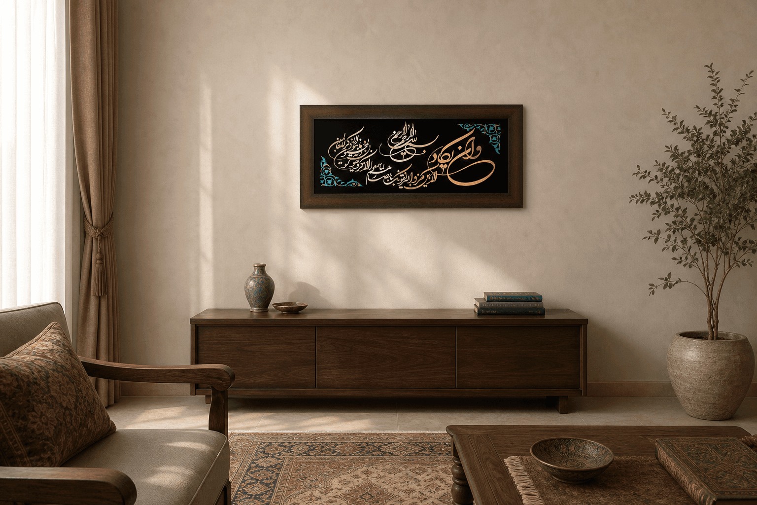 تابلوی معرق مس “و ان یکاد” (35×75) — تصویر ۲