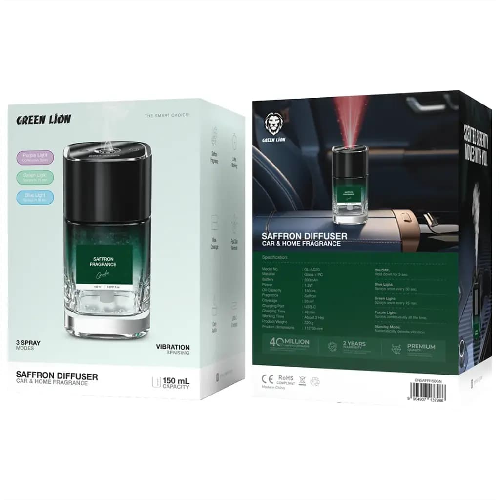 خوشبو کننده شارژی گرین لاین مدل Saffron Diffuser Car & Home Fragrance GL-AD20 | ظرفیت 150 میلی لیتر — تصویر ۲