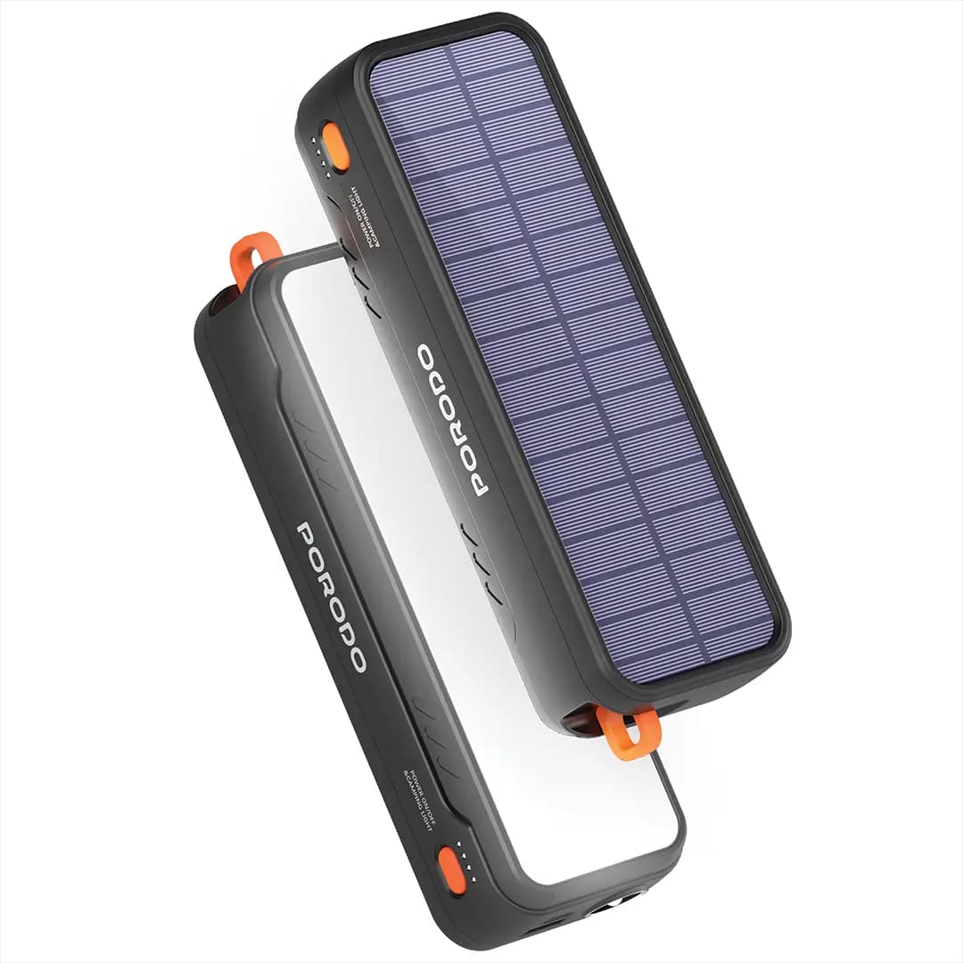 پاوربانک خورشیدی پرودو مدل Solar Powered 20000mAh Power Bank PDPBAS149BK | شارژ سریع 22.5 وات