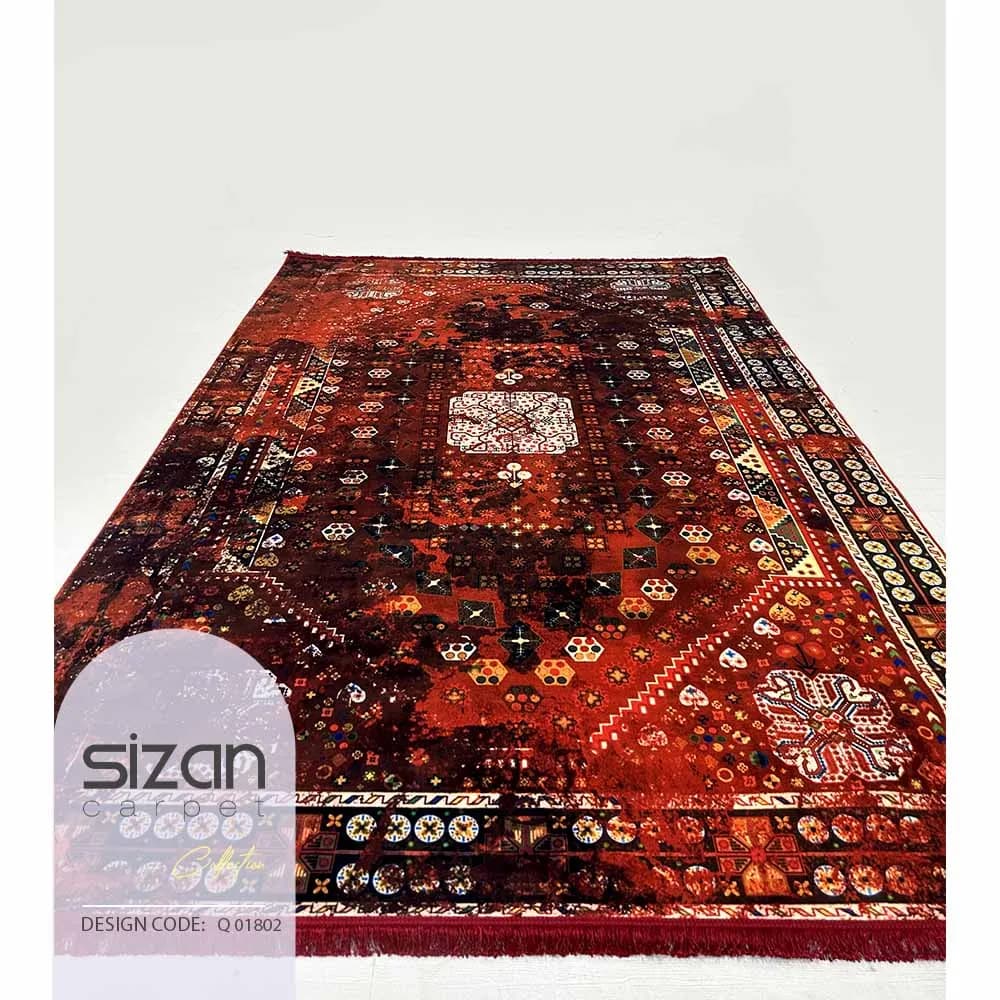 فرش ماشینی سیزان کد Q 01802 سایز 6 متری — تصویر ۲