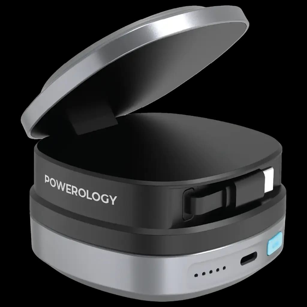 پاوربانک پاورولوژی مدل Powerology Lyons 10000mAh Power Bank PPBFT04BK | شارژ بی‌سیم 15 وات، PD 45W، کابل USB-C جمع‌شونده