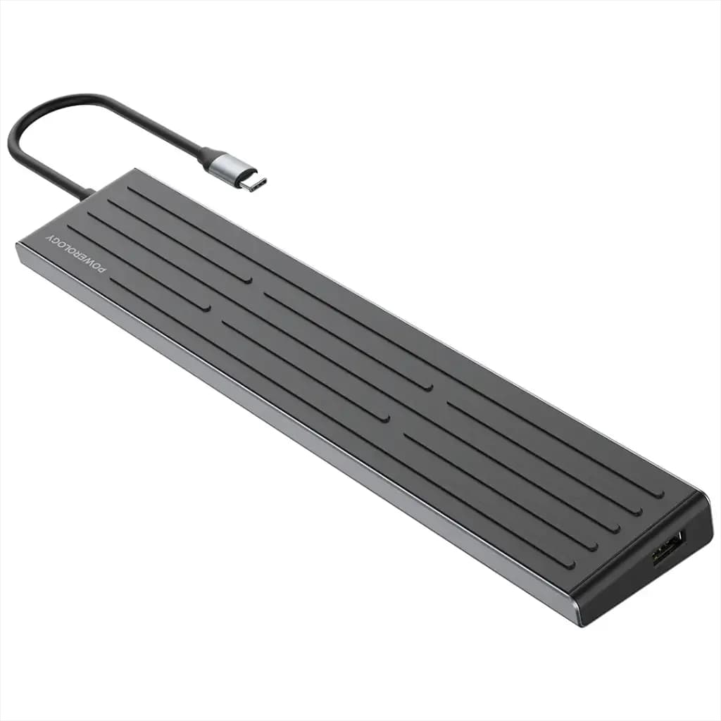 هاب USB-C و پایه لپ‌تاپ 13 در 1 پاورولوژی مدل Powerology Nexis PWDC4DBBK | داک چندنمایشگر با PD 100W و خروجی 4K — تصویر ۳
