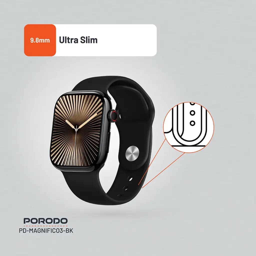 ساعت هوشمند پرودو مدل Porodo Magnifico 3 Smart Watch | نمایشگر 2 اینچی، تماس بلوتوثی و پایش سلامت — تصویر ۸