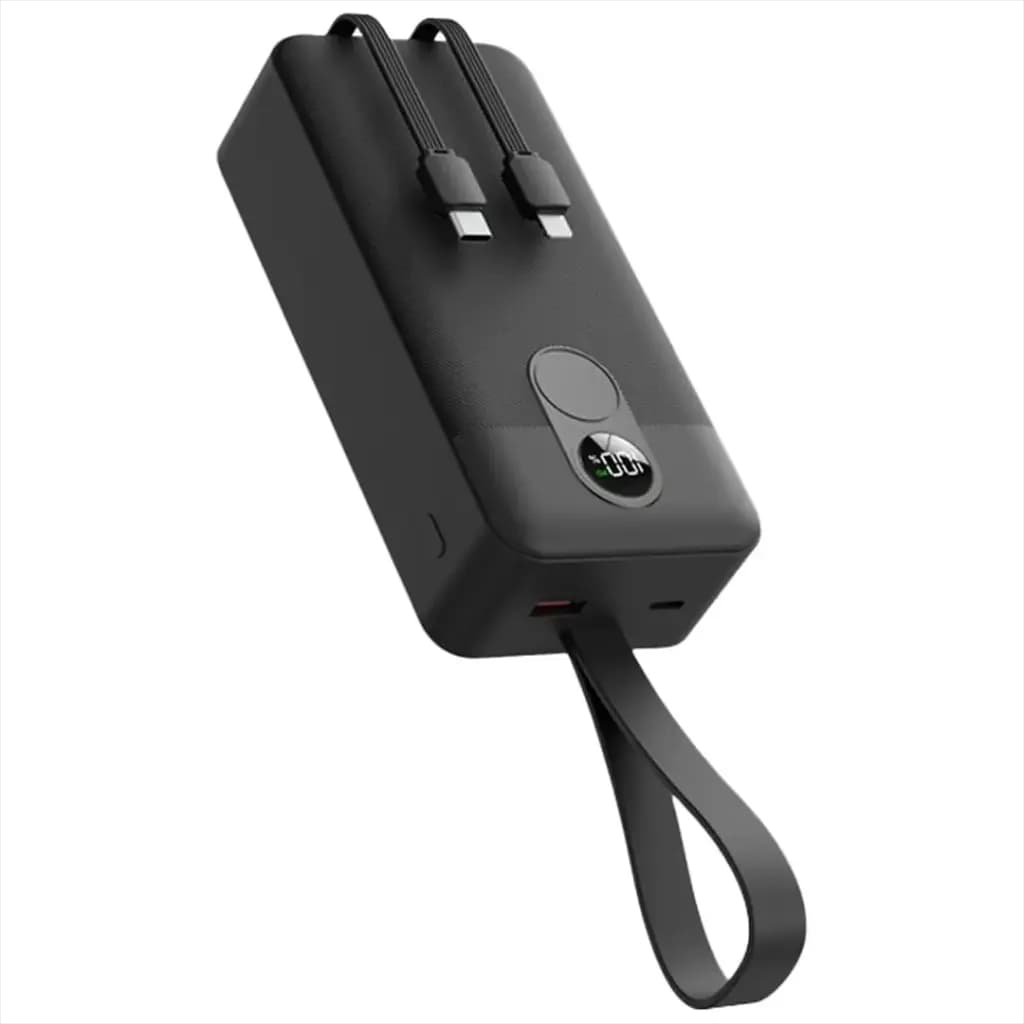 پاوربانک 30000 میلی‌آمپرساعت پرودو مدل Porodo Power Bank with Integrated Cables PDPBFCH059BK | توان 22.5 وات با کابل‌های داخلی