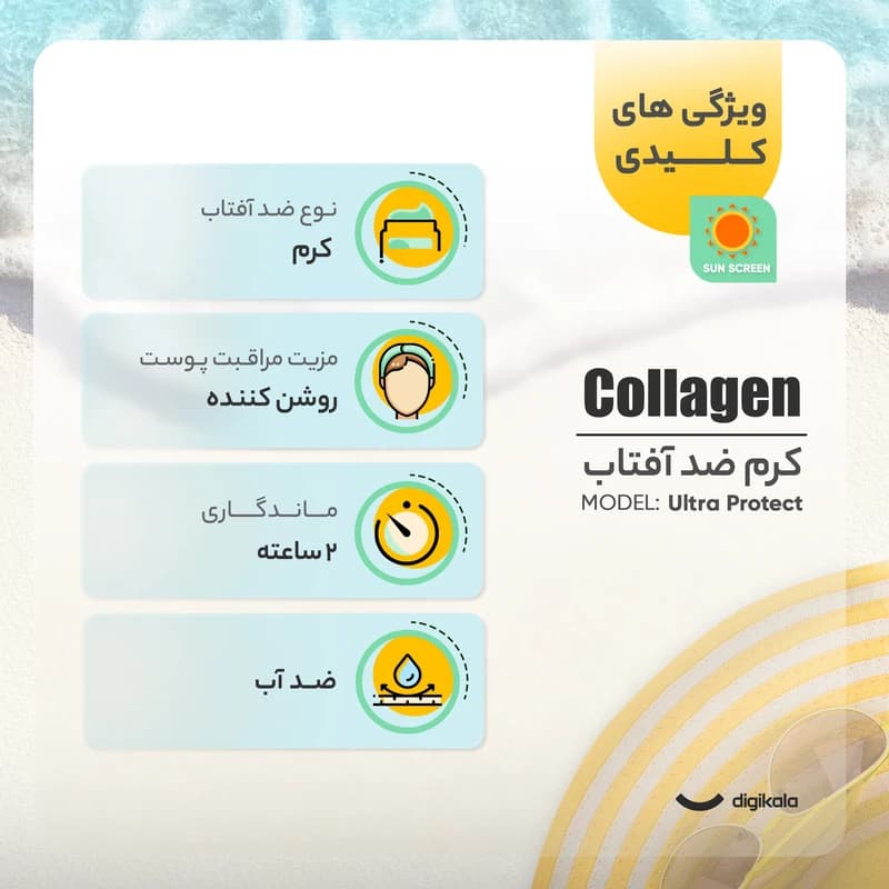 کرم ضد آفتاب بی رنگ کلاژن SPF60 حجم 100 میل3کاره — تصویر ۳