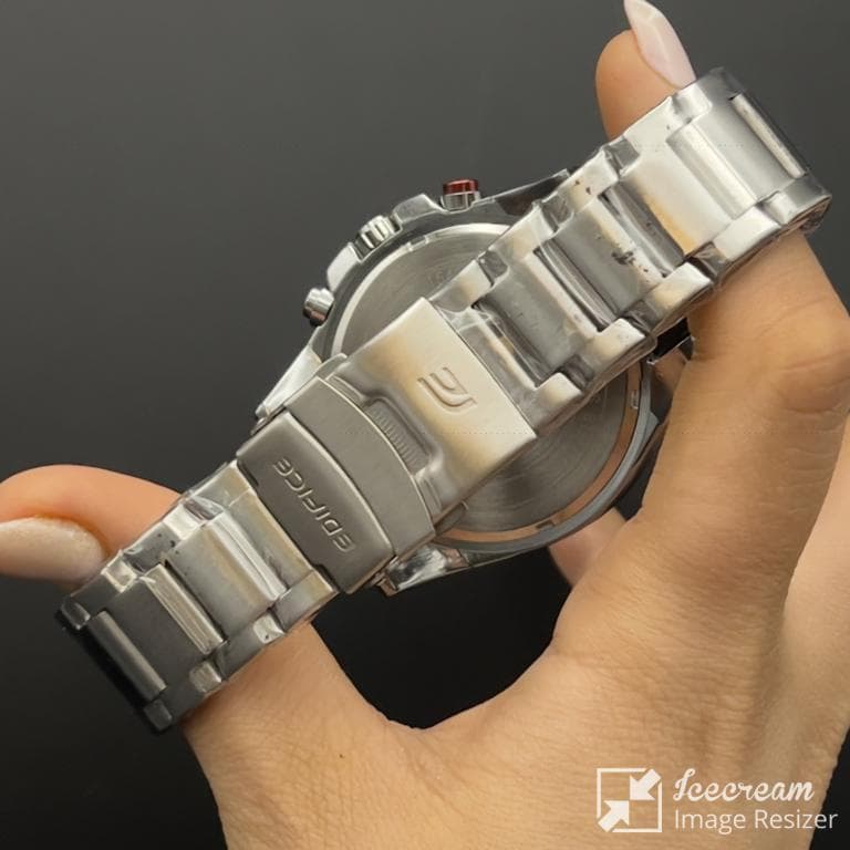 ساعت مردانه کاسیو ادیفایس سه موتوره (کورنوگراف) صفحه مشکی با بند استیل نقره ای CASIO EDIFICE — تصویر ۶