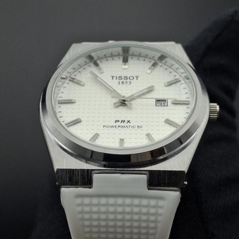 ساعت مردانه تیسوت1853صفحه سفید بابندرابرسفیدtissot — تصویر ۵