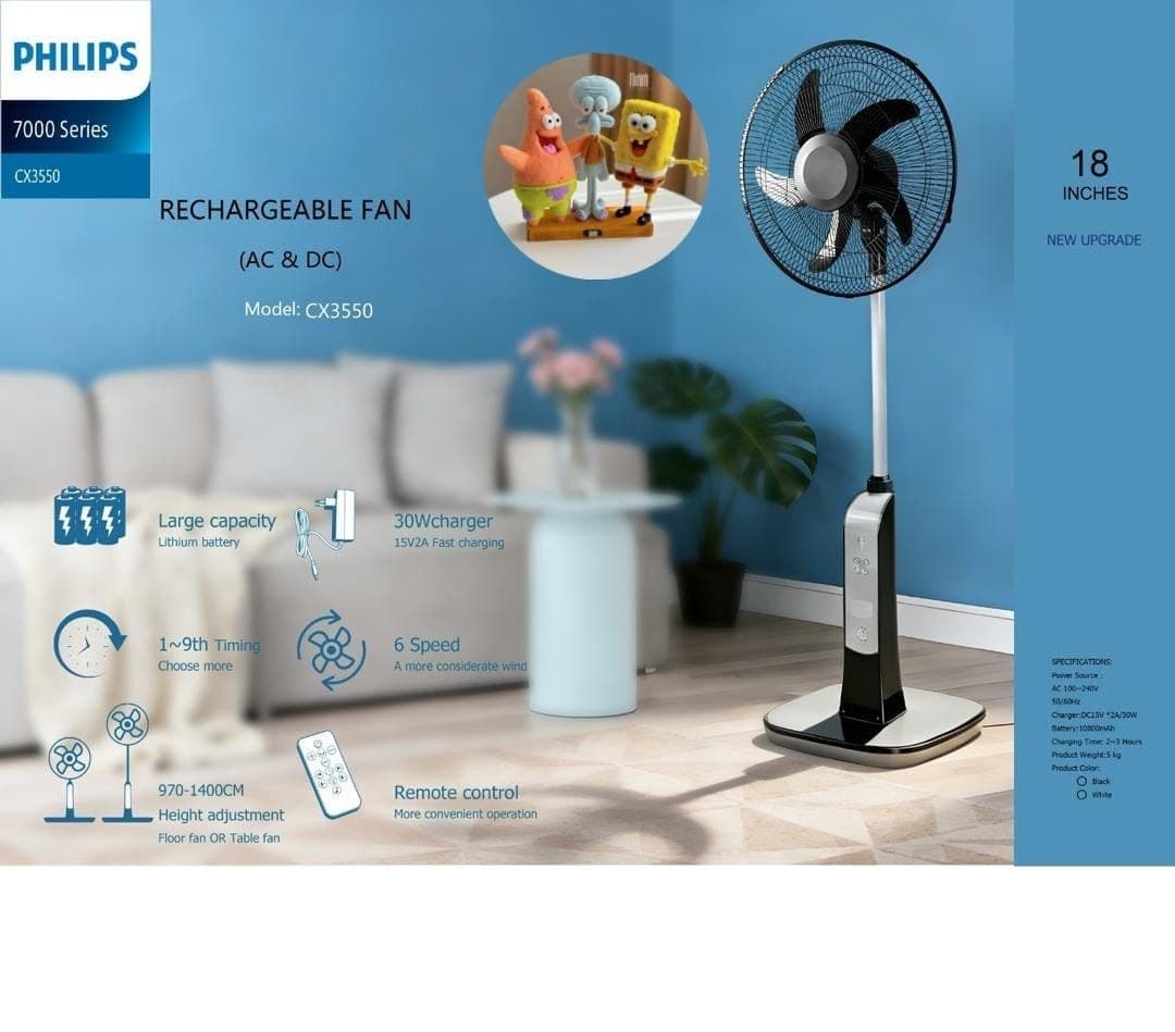پنکه شارژی ایستاده فیلیپس ۱۸ اینچ مدل CX3550 — تصویر ۳
