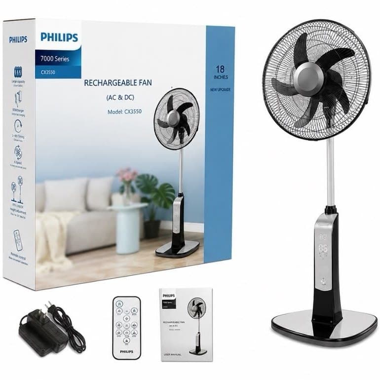 پنکه شارژی ایستاده فیلیپس ۱۸ اینچ مدل CX3550