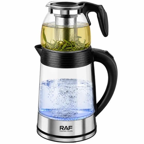 چای ساز راف مدل 7214 ظرفیت ۲ لیتر کتری و قوری پیرکس