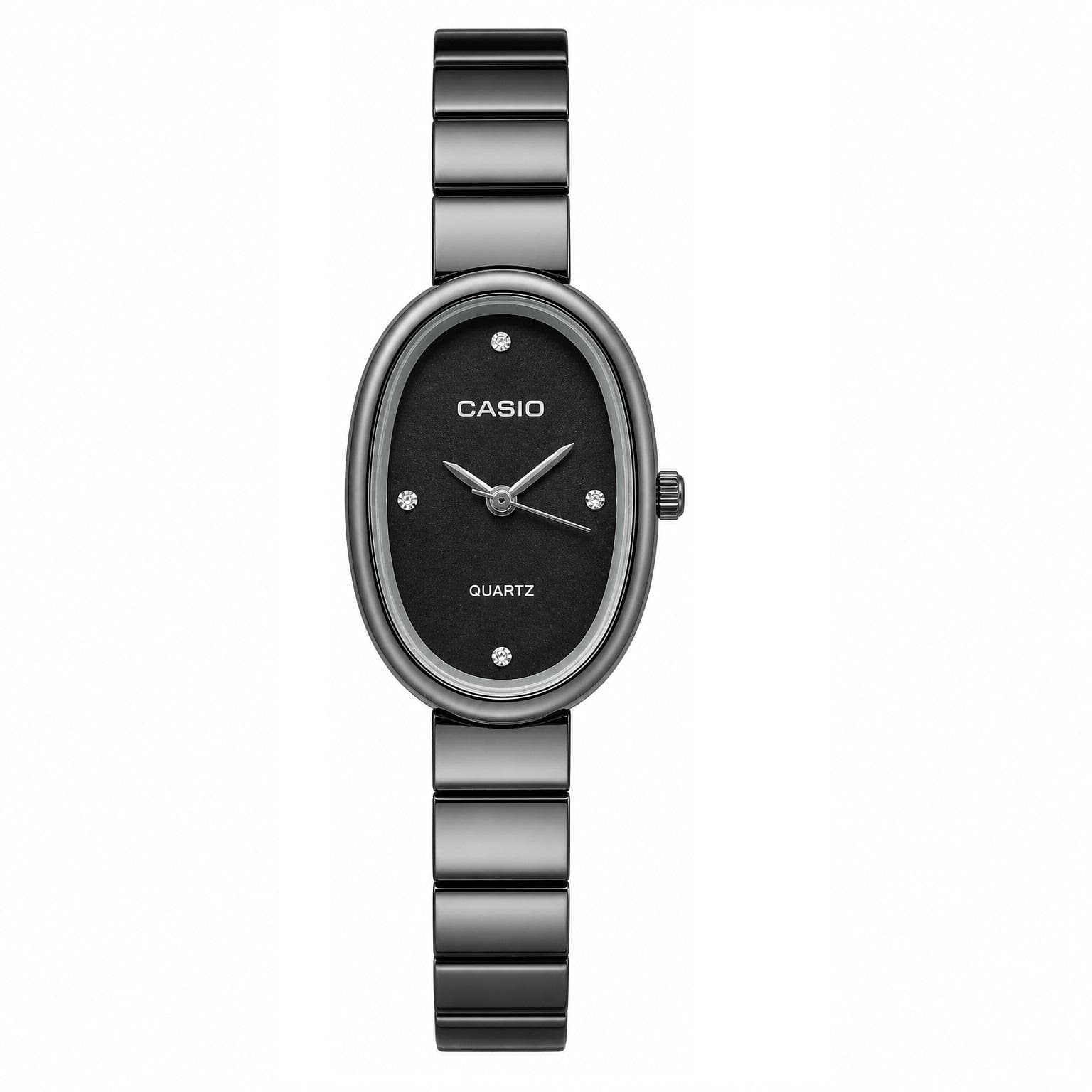 ساعت مچی زنانه کاسیو مینیمال صفحه مشکی با بند استیل مشکی casio