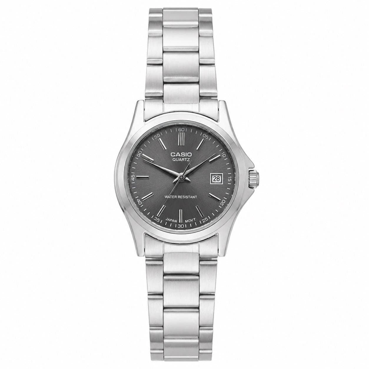 ساعت مچی زنانه کاسیو مینیمال صفحه طوسی با بند استیل نقره ای Casio LTP-1199