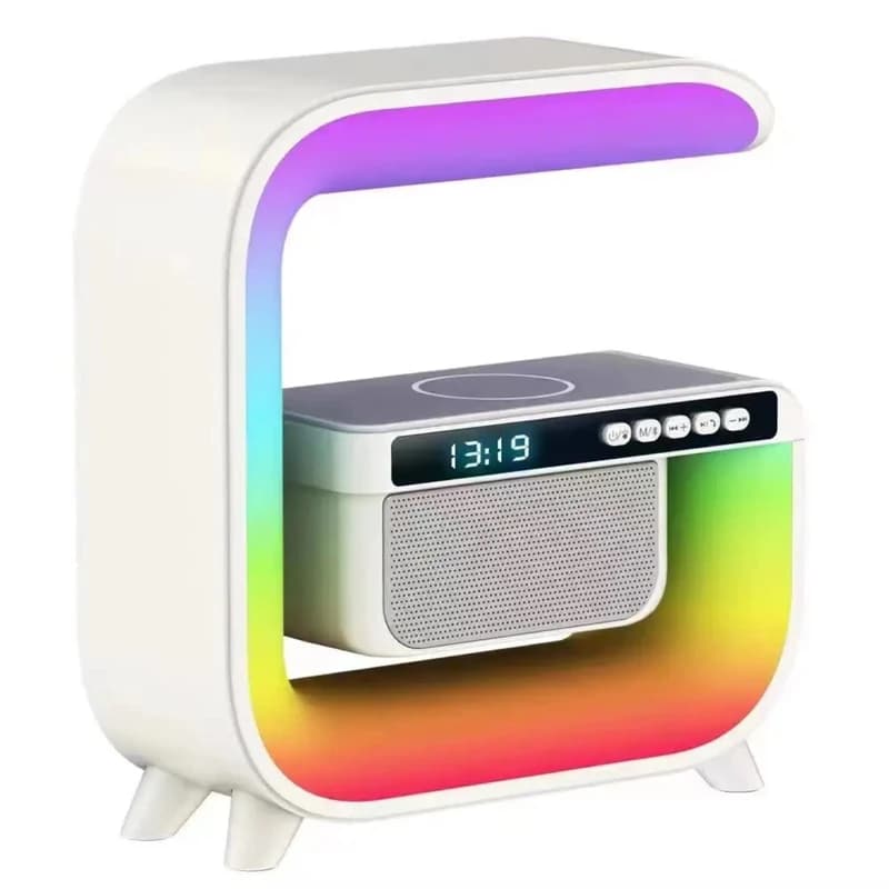 اسپیکر بلوتوثی و شارژر وایرلس و چراغ RGB LED مدل HM-G3 — تصویر ۷