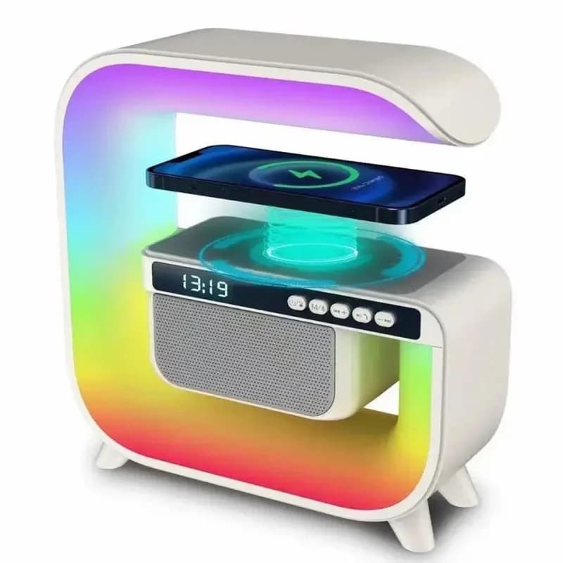 اسپیکر بلوتوثی و شارژر وایرلس و چراغ RGB LED مدل HM-G3 — تصویر ۵
