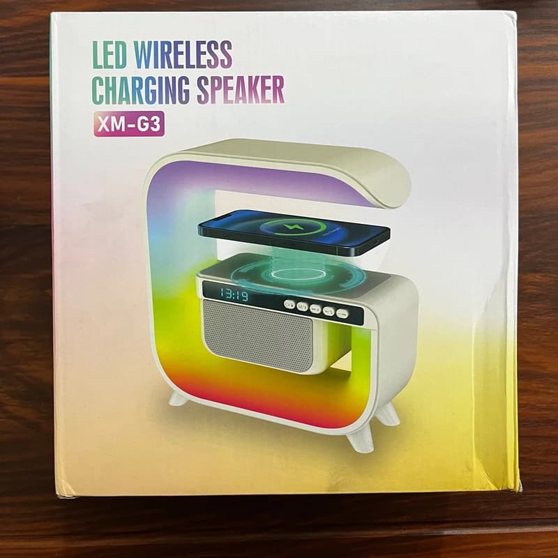 اسپیکر بلوتوثی و شارژر وایرلس و چراغ RGB LED مدل HM-G3 — تصویر ۴