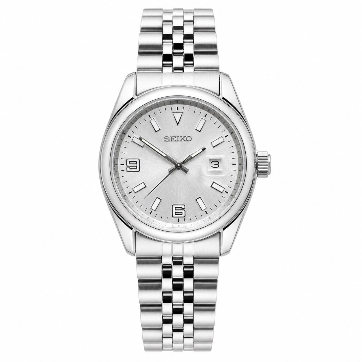 ساعت مچی مردانه سیکو کلاسیک صفحه نقره ای با بند استیل نقره ای Seiko