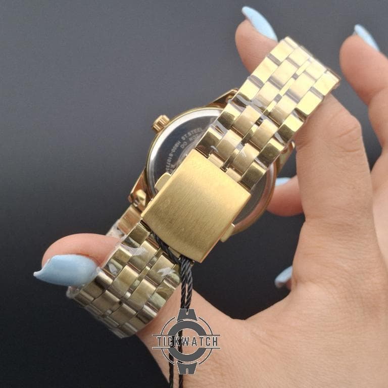 ساعت مچی مردانه سیتیزن وی ای پی صفحه طلایی با بند استیل طلایی CITIZEN VIP — تصویر ۸