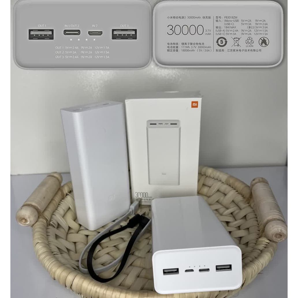 پاوربانک 30000 میلی آمپر xiaomiمدل PB3018ZM