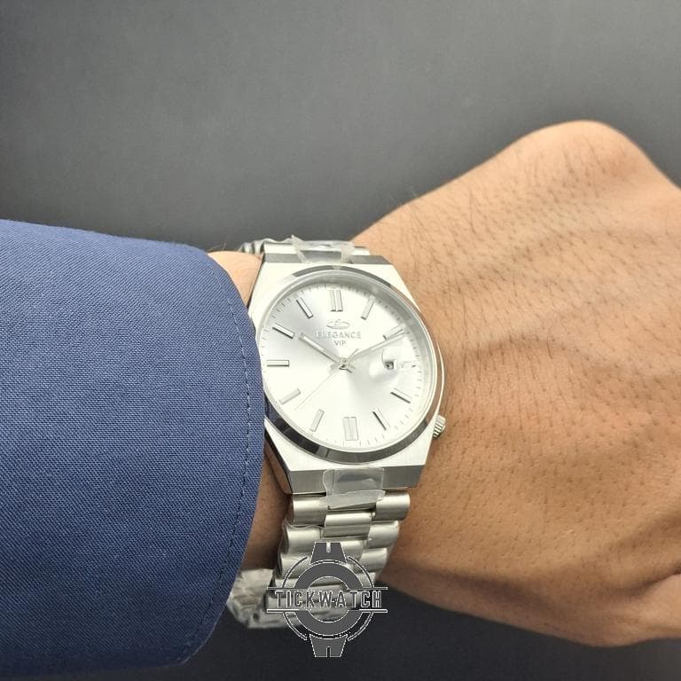 ساعت مچی مردانه الگانس سویوسا صفحه نقره ای با بند استیل نقره ای ELEGANCE 8045G — تصویر ۵