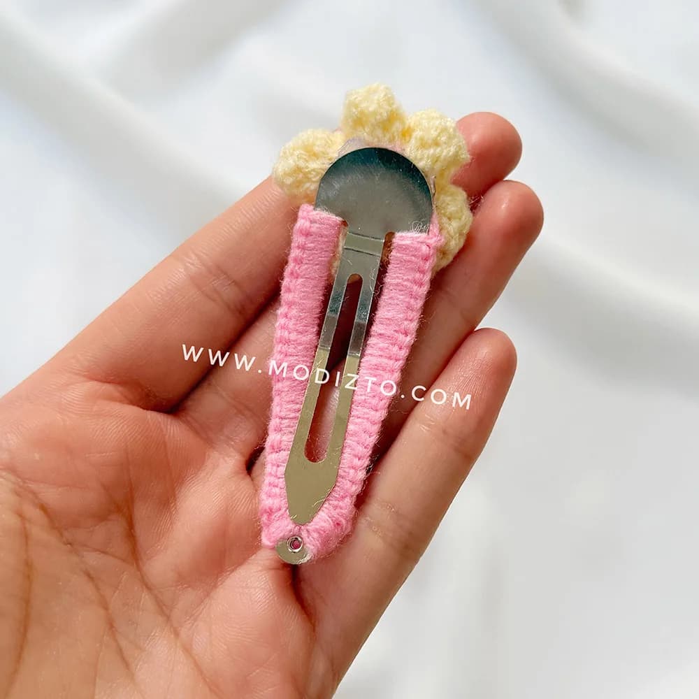 گیره مو بافتنی مدل گل نگین دار — تصویر ۵