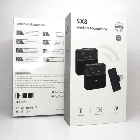 میکروفون یقه ای بیسیم SX8 دو میکروفن — تصویر ۲