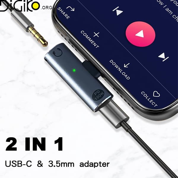 تبدیل تایپ سی به AUX و PD100W مینی تک — تصویر ۳