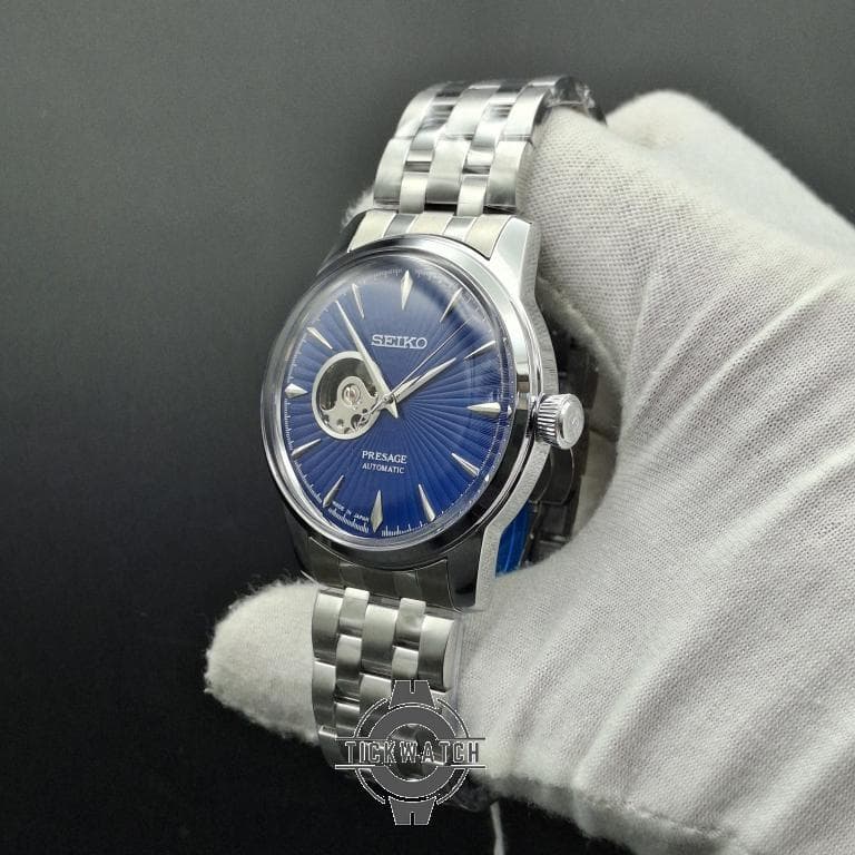 ساعت مچی مردانه سیکو Seiko Presage open Herat اتوماتیک 21سنگ قلب باز با صفحه سرمه ای — تصویر ۵