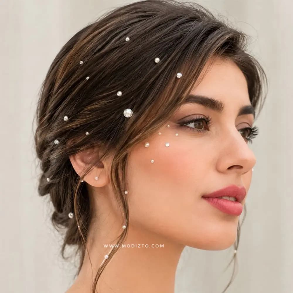 پک مروارید و نگین چسبی مو و صورت کد ۰۱ — تصویر ۲