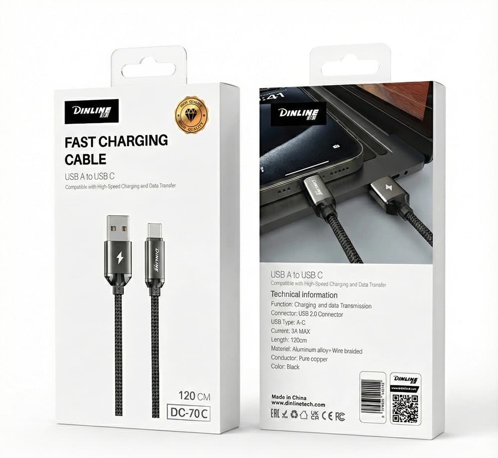 کابل شارژ USB-A به Type-C دینلاین DINLINE مدل DC-70 C