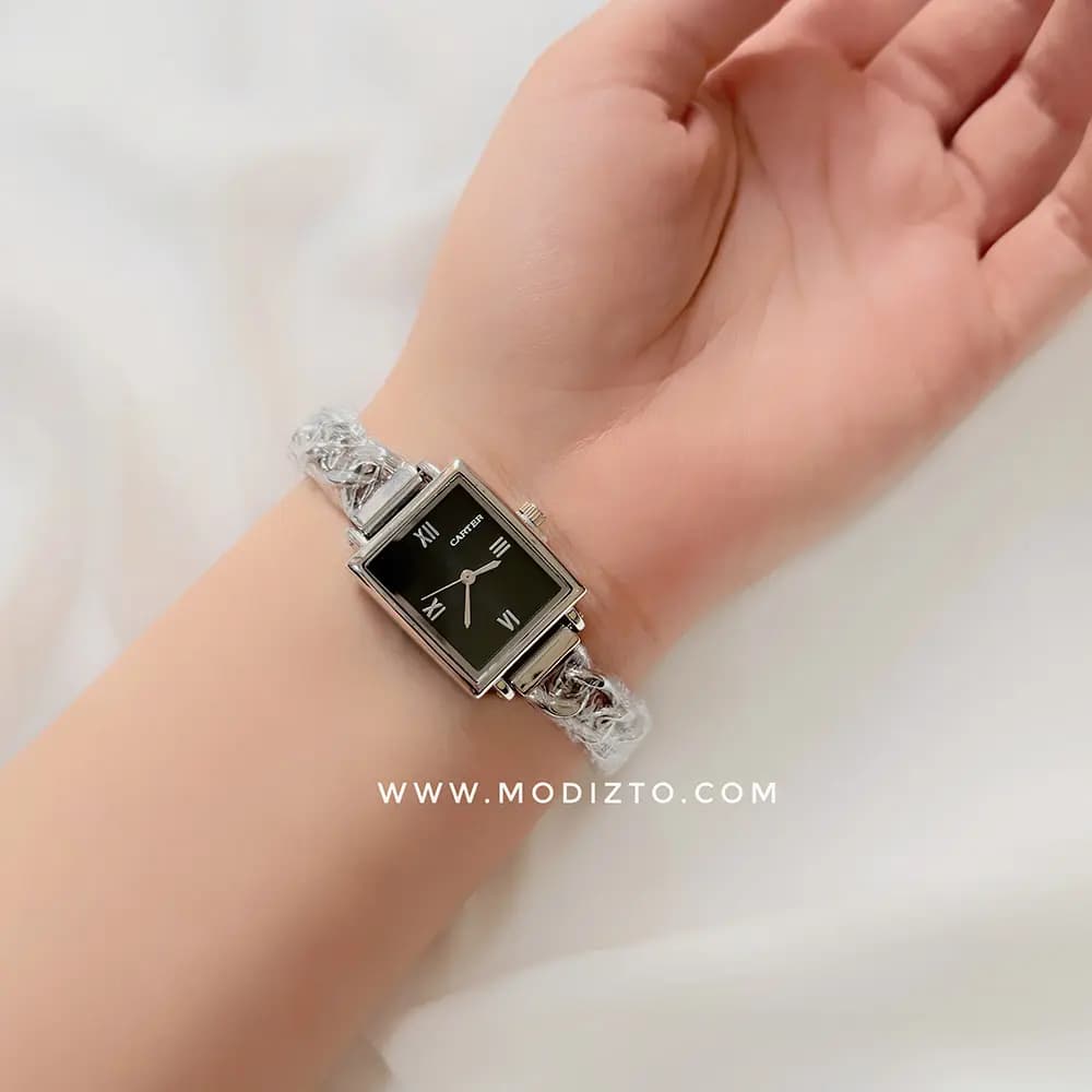 ساعت مچی زنانه طرح کارتیر مدل بند زنجیری صفحه کلاسیک سیلور — تصویر ۴