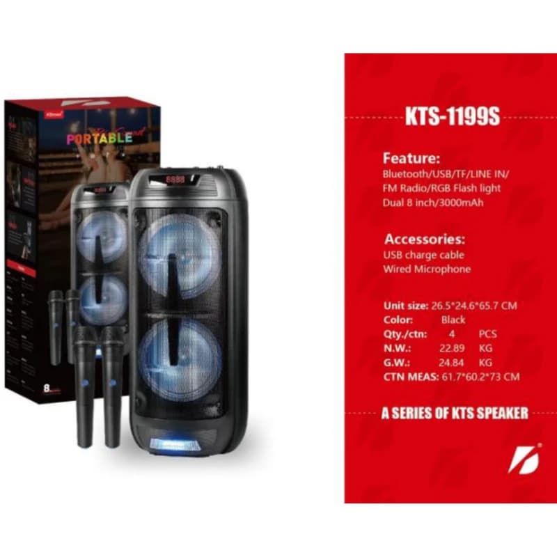 اسپیکر بلوتوثی قابل حمل KTS مدل KTS-1199S — تصویر ۲