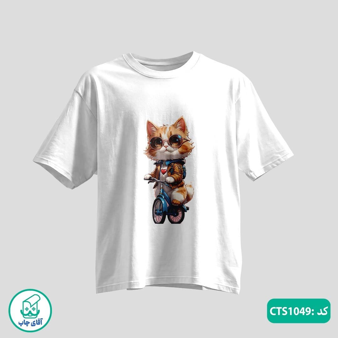 تیشرت چاپی طرح گربه مردانه و زنانه کد CTS1049